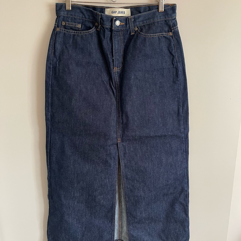 Maxi Denim Skirt with Front Slit